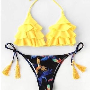 Yellow Tassle bikini Top and Botton